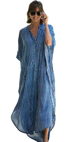 RanRui swimsuit cover up Black&White caftan caftans Women's Vneck short Sleeve kaftan dresses with pocket Caftans3