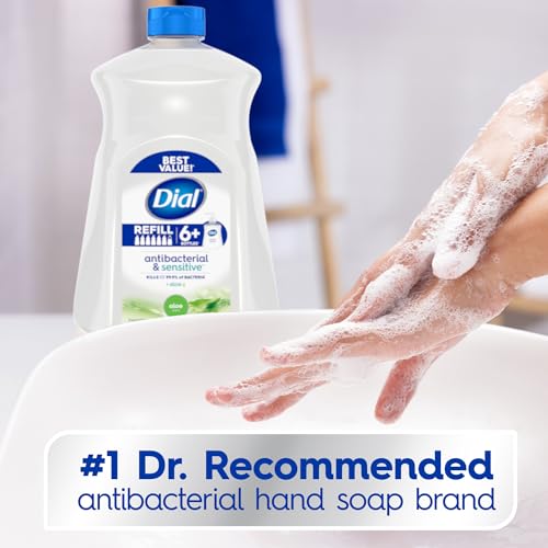 Image of Dial Antibacterial Defense Liquid Hand Soap + Aloe, Aloe Scent, 52 Fl Oz Hand Soap Refill (Pack of 3), Dermatologist-Tested, Gentle Formula
