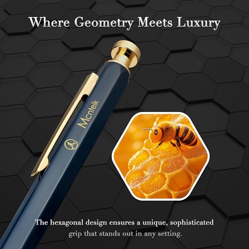 Bolígrafo gel con diseño hexagonal y acabado en oro 24K miniatura 3