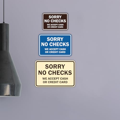 Classic Framed Sorry No Checks We Accept Cash or Credit Cards Sign - Large (Green) 2 Pack