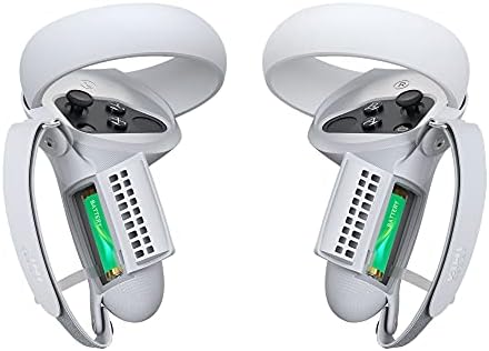 [Upgraded Version] KIWI design Controller Grips Cover with Battery Opening Compatible with Oculus Quest 2 Accessories, Protector with Knuckle Straps (Light Grey)