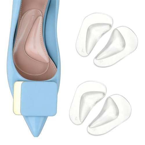 Zorvafit Silicone Arch Support Insoles 4PCS, Clear Gel Arch Support Inserts for Women and Men, Shoe Inserts for Flat Feet and Plantar Fasciitis Support, Comfortable Shoe Insoles for Heels, Sneakers and Everyday Shoes