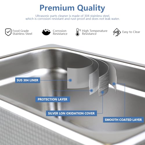 image for KECOOLKE 3L Sonic Cleaner with Large Capacity with Heating and Time Se