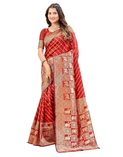 Image of SIRIL Women's Banarasi Silk Saree Pure Silk Saree With Unstitched Blouse Piece