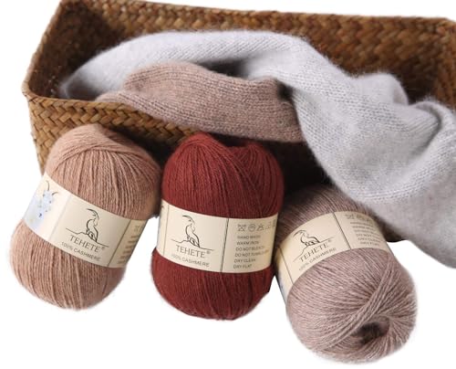 Image of 100% Cashmere Yarn for Crocheting 3-Ply Warm Soft Luxurious Fuzzy Knitting Yarn, 150g (Khaki)