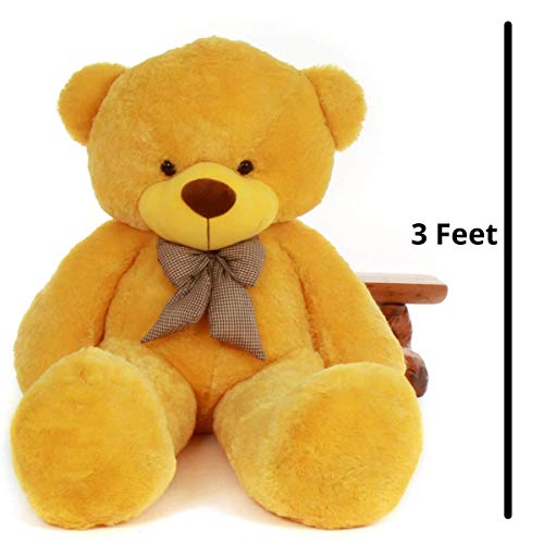Image of Giant Teddy Bear 3 Feet - Soft Plush Stuffed Toy for Kids & Girlfriend, Soft Toy for Kids - Birthday Gift for Girls, Plush Toy Big Cuddly Hugging Bear, Gifts for Valentine's Day (Yellow)