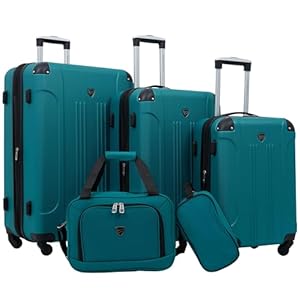 Travelers Club Sky+ Luggage Set,Expandable, Teal, 5 Piece
