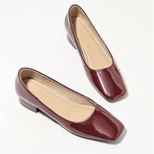 Women's Luxury Slip-On Pumps Square Toe Dress Leather Shoes3