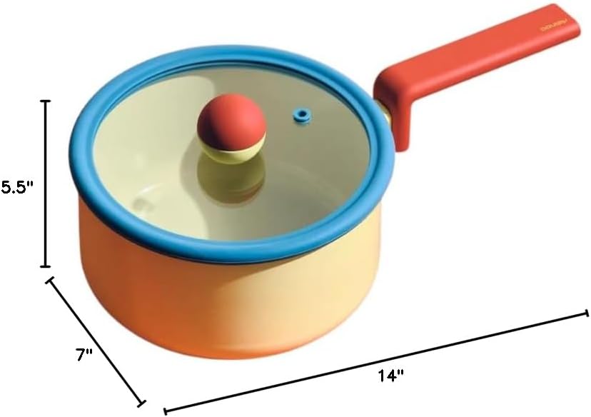 Danish Kitchen Nonstick Forged 7" Saucepot with Lid, Healthy Cooking Ceramic Coating Boiling Pot for Stovetops and Induction, Made in Korea (2.1qt / 18cm)