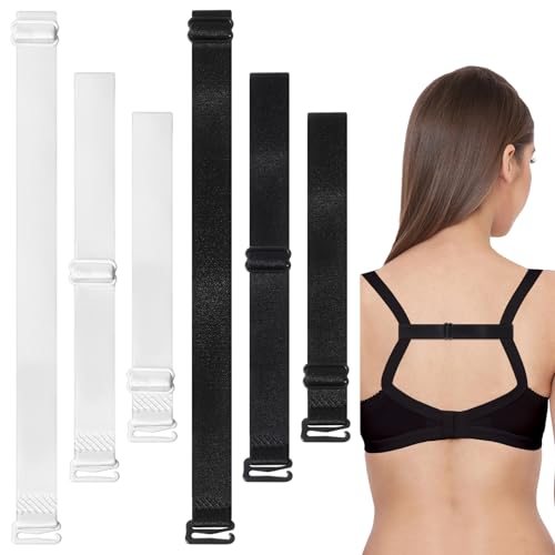 Tyqour 6 Pcs Bra Strap Holder Adjustable Invisible Bra Straps Bra Hooks for Racerback Bra Accessories Bra Strap Clips for the Back