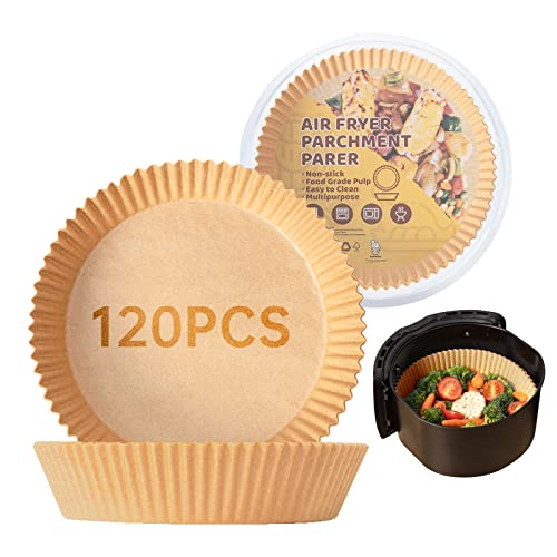 katbite Papel de horno para freidora de aire caliente, 120 unidades, papel de horno Airfryer, freidora de aire, accesorio para sartén, horno, microondas, freidora de aire caliente, diámetro de 16,5 cm Cover