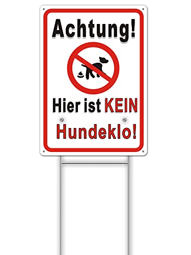 1 Stück Achtung Hier ist kein Hundeklo Schild 35 x 25 x 0.1 cm und 41 x 15 cm Metallpfahl aus Aluminium Keine Hundetoilette mit langlebige Tinte und "H" Pfahl geliefert zum einfache Montage Cover