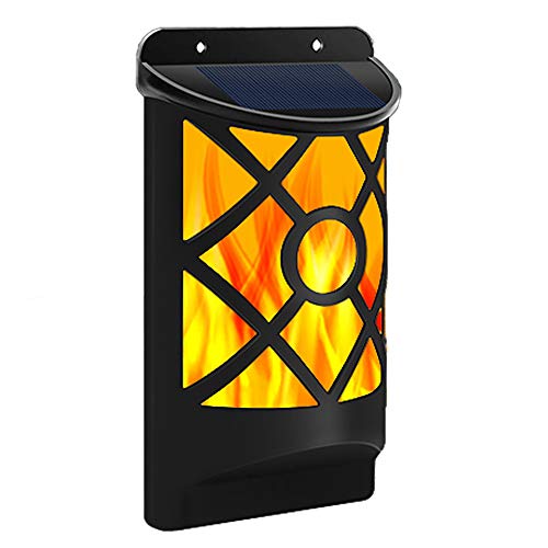 Solar Flame Lights Outdoor, Flickering Flame Wall Lights Outdoor Solar Spotlights Landscape Decoration Lighting Dusk to Dawn Auto On/Off 66 LEDWaterproof Solar Powered Wall Lights Garden (1 Pack)