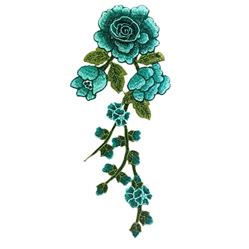 Parche bordado de flores florales para costura en apliques de vestir - qingsb verde claro Cover