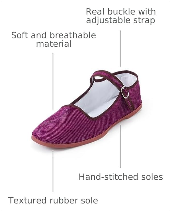 Image of Womens Classic China Flats, Casual China Doll Shoes, Cotton Mary Janes, Chinese Tai Chi Shoes