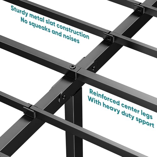 Image of OLIXIS 14in Full Size Metal Platform Bed Frame - Heavy Duty 500LBS Mattress Foundation with Storage Space, No Box Spring Needed, Sturdy Steel Slat Support, Easy Assembly, Black