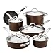 Produktbild Anolon 83852 Nouvelle Copper Hard Anodized Nonstick Cookware Pots and Pans Set, 11 Piece, Sable