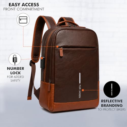 Image of FUR JADEN Anti Theft Number Lock Backpack Bag with 15.6 Inch Laptop Compartment,Organizer Pocket for Men Women Boys Girls (Tan & Brown)