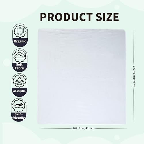 Image of Muslin Swaddle Blankets for Newborn, 2 Pack Breathable Soft Receiving Blanket, Large 41 x 41 inches Swaddle Wrap Burping Clothes, Essentials Infant Shower Items. (Beige & White)