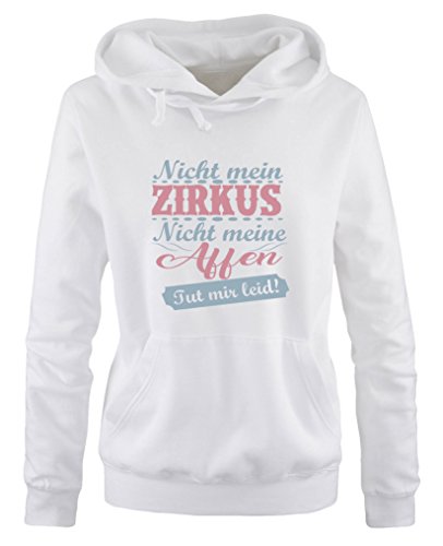 Nicht mein Zirkus, Nicht Meine Affen. TUT Mir leid! - Damen Hoodie - Weiss/Eisblau-Rosa Gr. L