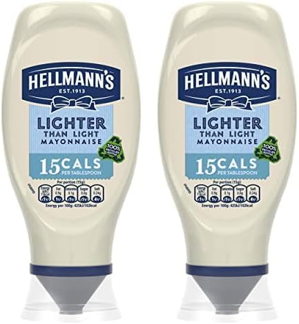 Hellmann's Lighter than Light 100% recycled plastic bottle Mayonnaise light mayo for sandwiches, wraps and salads 430 ml (Pack of 2)