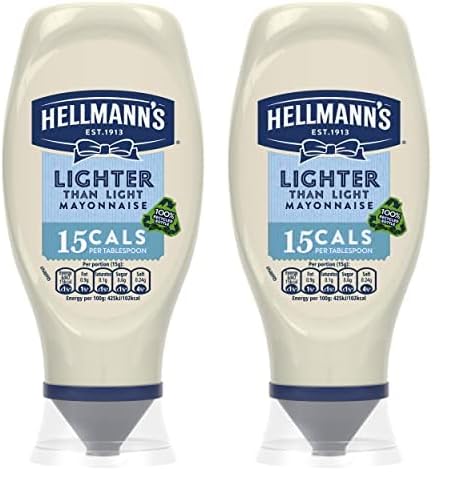 Hellmann'sLighter than Light 100% recycled plastic bottle Mayonnaise light mayo for sandwiches, wraps and salads 430 ml (Pack of 2)