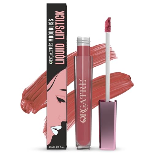 Image of Orgatre Moodbliss Liquid Lipstick | Waterproof, Long Lasting & Smudge Proof | Non-Drying, Lightweight & Highly Pigmented | Matte Finish | 4.5ml (Raspberry Merlot)