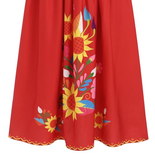 Image of ABEHIK Mexican Dresses for Women Traditional Off Shoulder Summer Floral Sunflower Fiesta Long Maxi Dress Cinco de Mayo Outfit