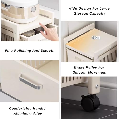 Carrito organizador delgado de acero al carbono con cajón extraíble, 4/5/6 niveles para espacios estrechos, ideal para sala de estar y cocina