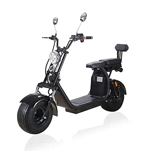Fat Tire Electric Scooter for Adult 2000W Motor Two Separate 60v Lithium Battery Packs Up 25 MPH Harley Electric Scooters with 2 Seats Citycoco Scooter Commuter Scooter
