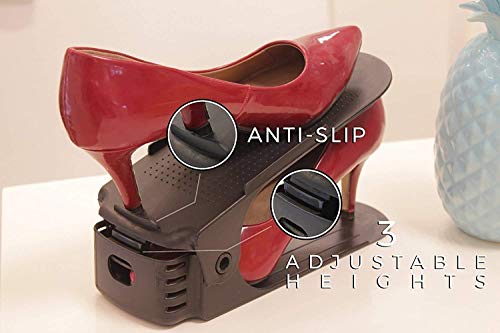 طقم من 8 قطع من منظم الاحذية، حامل موفر للمساحة لرف احذية، حامل تخزين للاحذية قابل للتعديل من 3 خطوات - ألوان متعددة