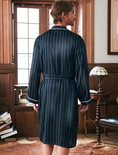COLD POSH 19MM Mulberry Silk Robe Men Lightweight Kimono Long Bathrobe for Mens Summer Pajamas Set3