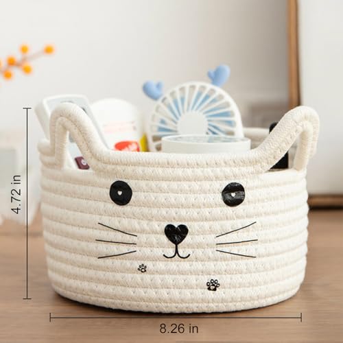 Aufbewahrungskorb Baby Spielzeug,Aufbewahrungskorb Aus Baumwollgewebe,Waschekorb Geflochten Kinder Katze,Katzen-Aufbewahrungsbox Aus Baumwolle,Zur Aufbewahrung Geeignet Spielzeugkorb,12*21*12CM,Kiuiom