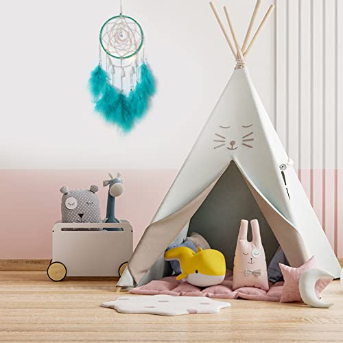 Nice Dream Dark Green Dream Catchers, Room Nursery Decor for Girls Boys, Handmade Feather Wall Decor with Lights, Home Ornaments Craft Gift for Bedroom