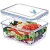 NUTRIUPS 3.3L Large Glass Food Storage Containers with Lids, Rectangular Food Storage Set, BPA Free for Meal Prep, Travel, Freezer, Oven