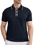 ALTAIREGA Men's Knit Polo Shirts Cotton Short Sleeve Casual Polo Shirt Collared Vintage Shirts with