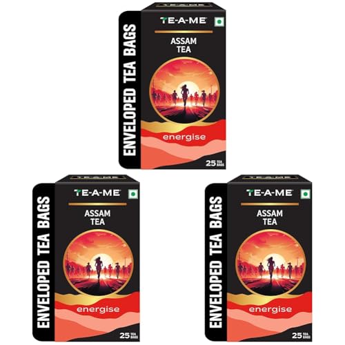 Image of TE-A-ME Energise Assam Tea - 25 Tea Bags | Tea Bags, 25N * 2g :50 gram (Pack of 3)