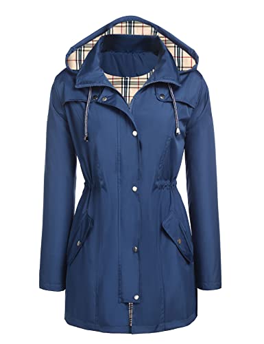 Zcfire Women's Raincoats Windbreaker Rain Jacket Waterproof Lightweight Outdoor Hooded Trench Coats S-Xxl #TOP7