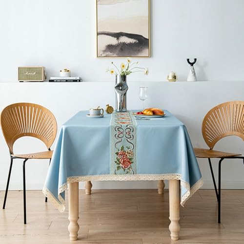 Nappe jacquard bleue de qualité supérieure 150x180 cm avec dentelle patchwork