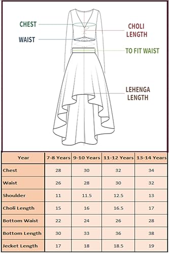 Image of Fashion Dream Girls Silk Blend Readymade Embroidered 3 Piece Lehenga Choli Set|Lehenga Choli,Ethnic Wear|Lehenga for Kids|Lehenga Set