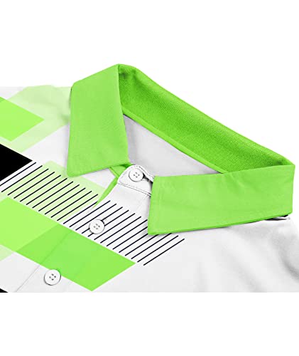 V Valanch Golf Shirts For Men Short Sleeve Polo Shirt Casual Print Shirt Golf Polo Collared Shirt,Olive Green,L #TOP3