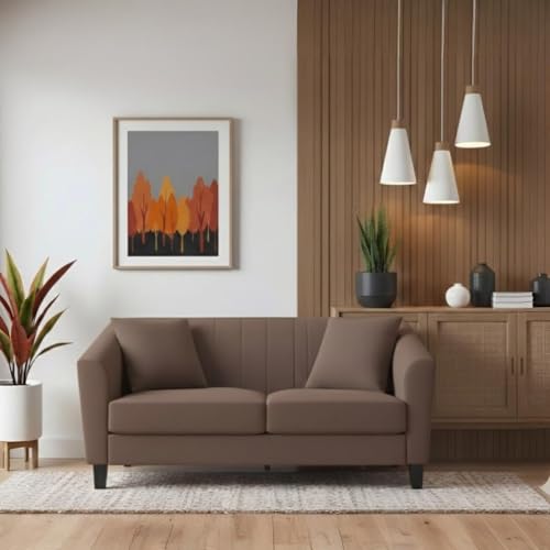 Image of Avion Natalia 2 Seater Sofa Set for Living Room Brown | Modern Fabric Sofa Furniture | 53 Inches Couch for Guests Room Festival Gifts