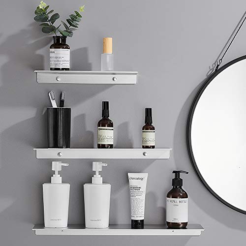 Danpoo Metal Wall Shelf, Small Floating Shelf Bathroom Wall Shelf, 12" Display Shelves For Wall Storage, Aluminum(Matte Silver) #TOP1