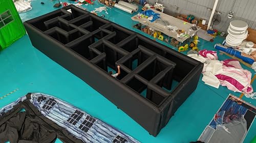 36x13ft Black Inflatable Halloween Haunted House Maze Outdoor Inflatable Maze Laser tag Arena11x4m with Removable roof and Blower