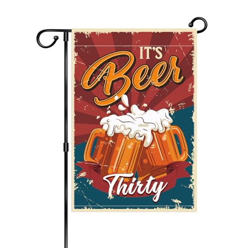WHPCT It's Beer Thirty Garden Flag,Funny Garden Flag for Outdoor House Drinking Flag Yard Decoration,Double Sided 12x18 Inch.