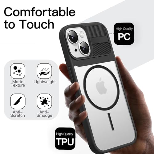 Image of KARWAN️ Magnetic Clear Back Case Cover for iPhone 14 Plus / 15 Plus (6.7-Inch-) |Acrylic Transparent Slim | Shockproof iPhone 14 Plus / 15 Plus Mobile Phone Back Cover [Clear Back] [TPU + Pc] [Black]