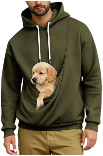 Unisex Dog Pouch Hoodie Oversized Comfy Long Sleeve Kangaroo Pouch Sweatshirt Animal Holder Pullover Tops