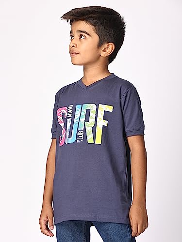 Image of TotzTouch Kids | Teen Boys Tshirt | Tee Shirt | t Shirt Premium Cotton Polo Style Rib Cuff V Neck Graphic Printed Half Sleeve Pack of 1