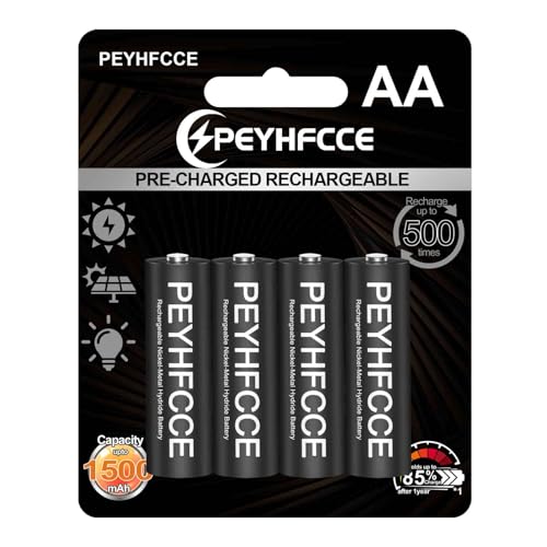 PEYHFCCE 1500mAh Rechargeable AA Batteries, 1.2V NiMH AA Bat