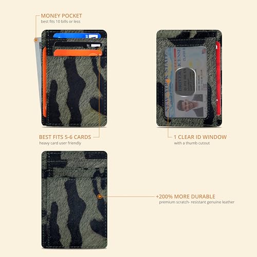 Image of Oak Leathers RFID Leather Card Case Wallet - Slim Design Men Women | Handmade Wallet, Durable Stitching, Gift for Men and Women, Small and Funtional, Id Window